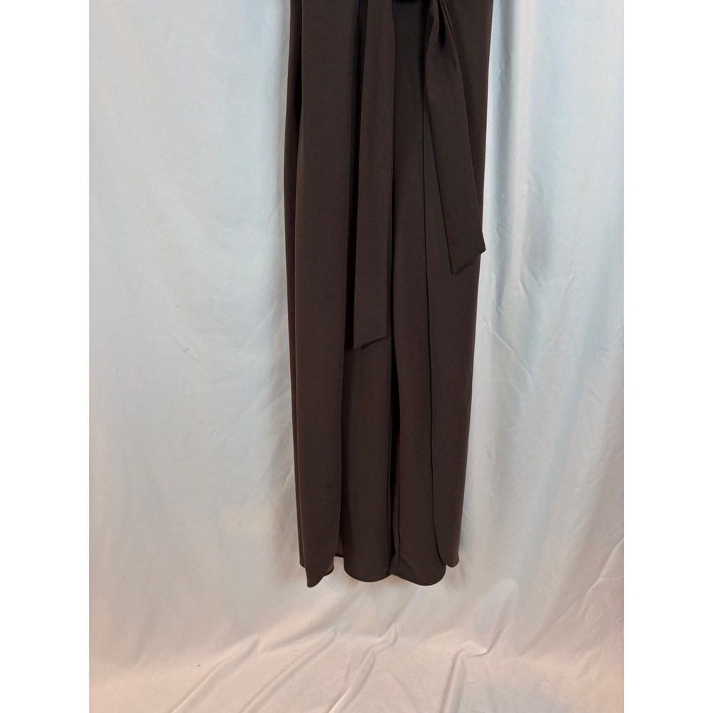 Shelby & Palmer Brown Surplice Wide Leg Sleeveless Belted Jumpsuit Size 10 - Picture 5 of 13